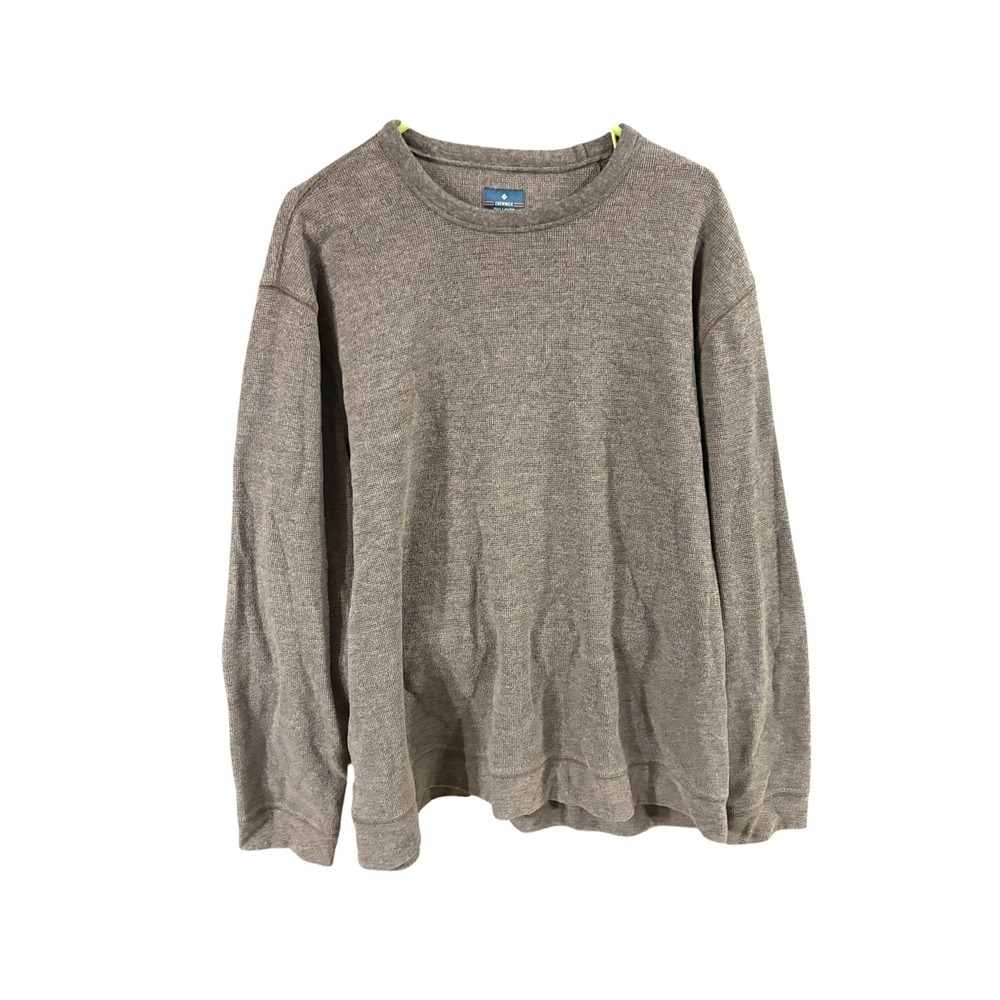 Members Mark Mens XXL Crewneck Pullover Waffle Knit Sweatshirt Brown Long Sleeve
